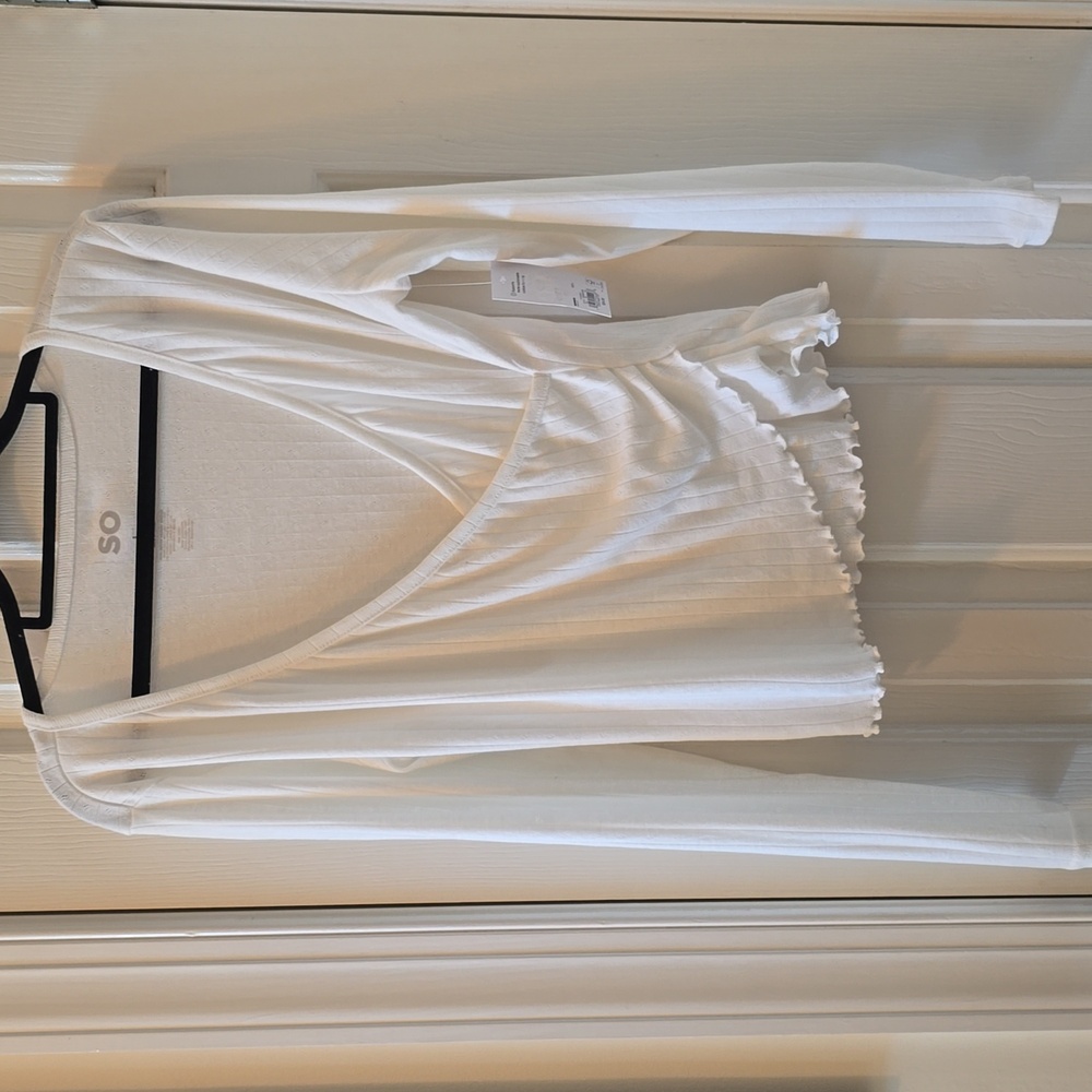 SO BRAND WOMEN'S JUNIOR SIZE WHITE LONG SLEEVES WRAP TOP SIZE LARGE